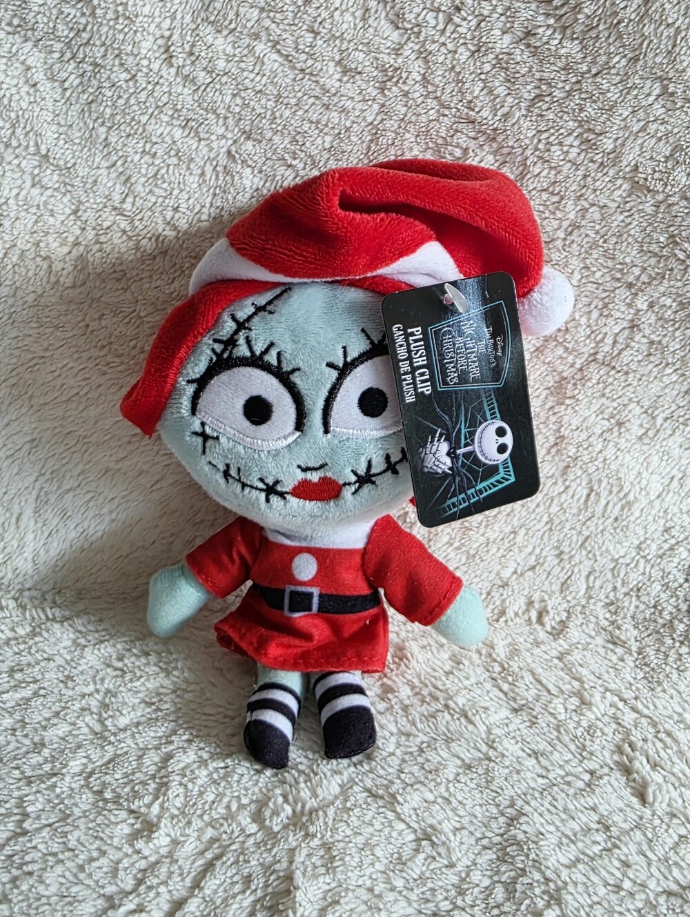New Disney The Nightmare Before Christmas Sally Santa Plush Clip-on keychain 6"